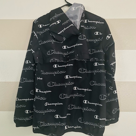 Unisex Champion Black and White Logo Rain jacket - Picture 3 of 8